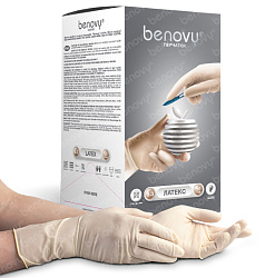 BENOVY Sterile Latex, перчатки хирургические стерильные, латексные неопудренные, БЕЛЫЕ, размер 8.5,  50 пар/уп СКИДКА 20%