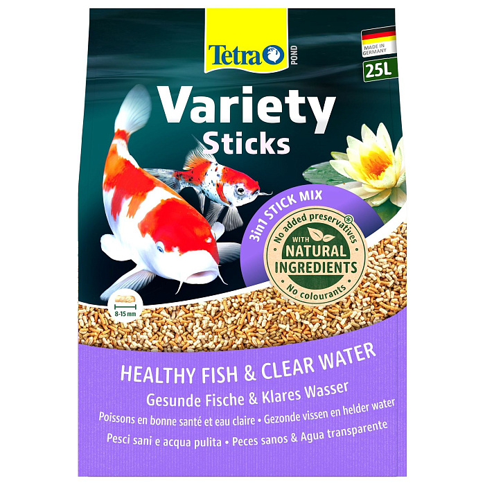 Корм Tetra Pond Variety Sticks для прудовых рыб (3 вида палочек) 25 л