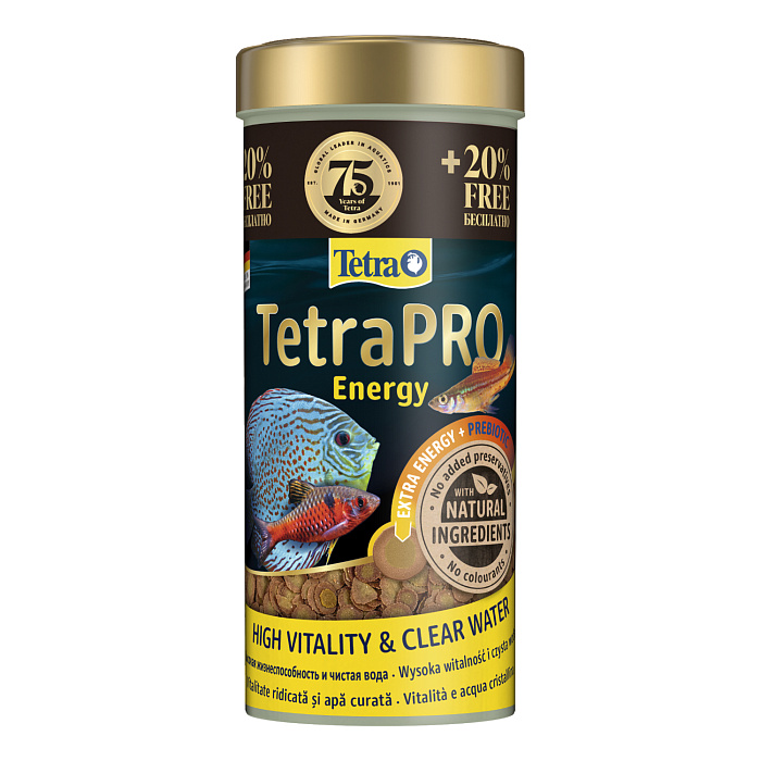 TetraPro Energy Crisps корм-чипсы для всех видов рыб для дополнительной энергии 250 + 50 мл в подарок