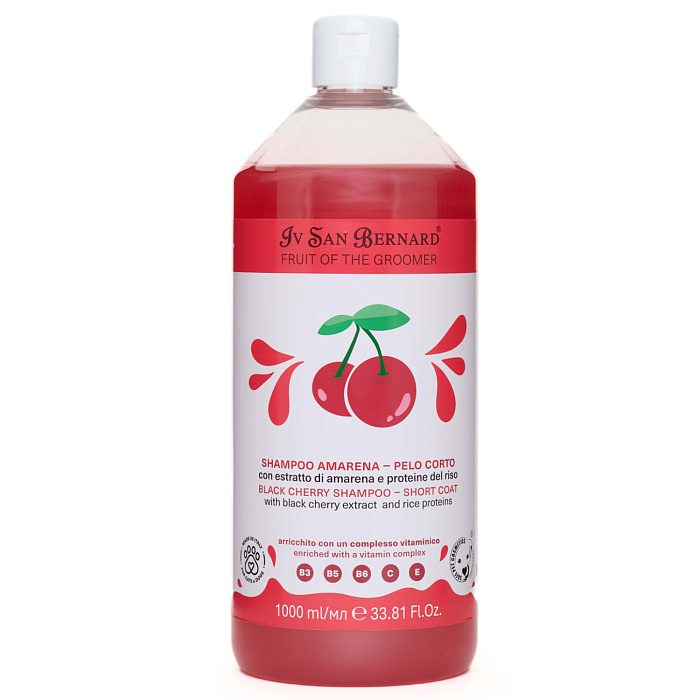 ISB Fruit of the Groomer Black Cherry шампунь для короткой шерсти с протеинами риса 1000 мл