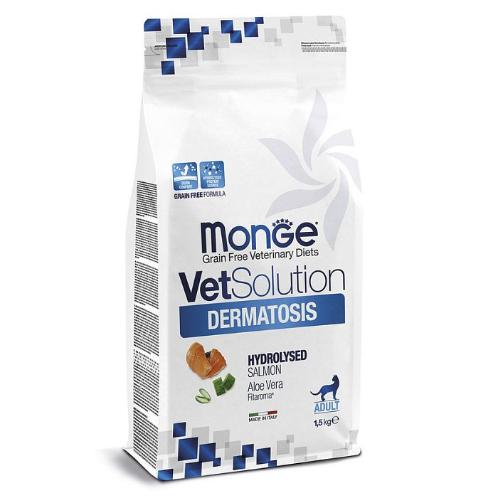Диетический корм Monge VetSolution Cat Dermatosis Дерматозис для кошек при заболеваниях кожи 1,5 кг