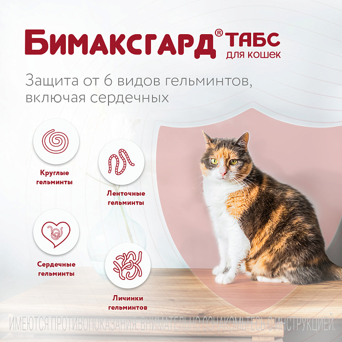 Бимаксгард® ТАБС антигельминтный препарат для крупных кошек, 2 таб.