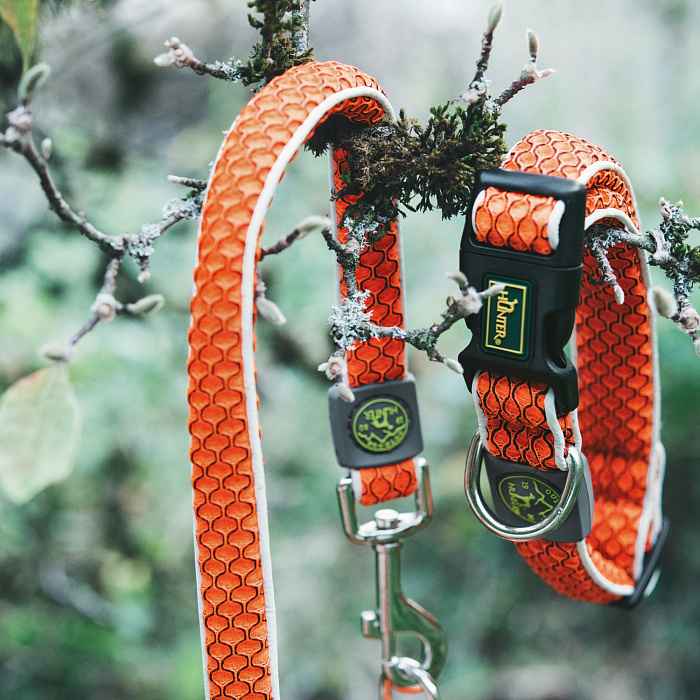 Hunter ошейник для собак Hilo Vario Basic 30-43 см, сетчатый текстиль, оранжевый