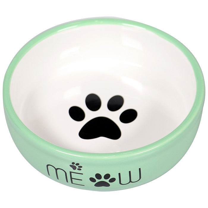 Миска Mr.Kranch керамическая для кошек MEOW 380 мл зеленая