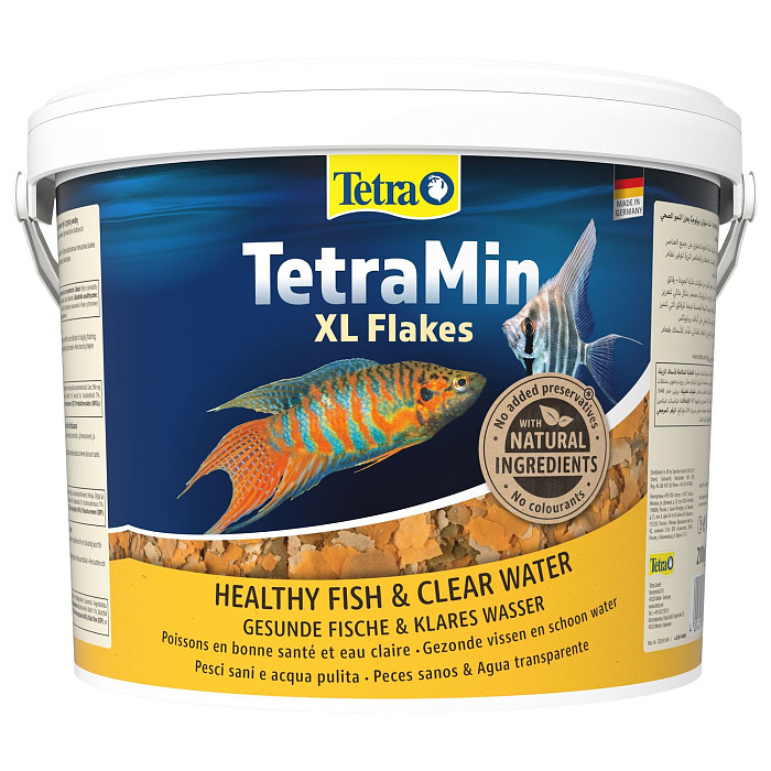 TetraMin XL корм для всех видов рыб крупные хлопья 10 л (ведро)