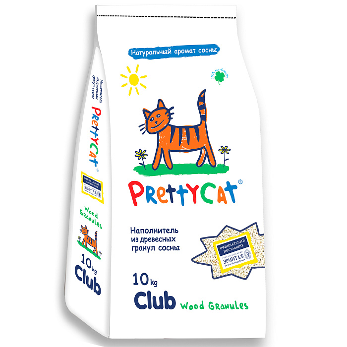 Наполнитель PrettyCat впитывающий древесный "Wood Granules" 10 кг