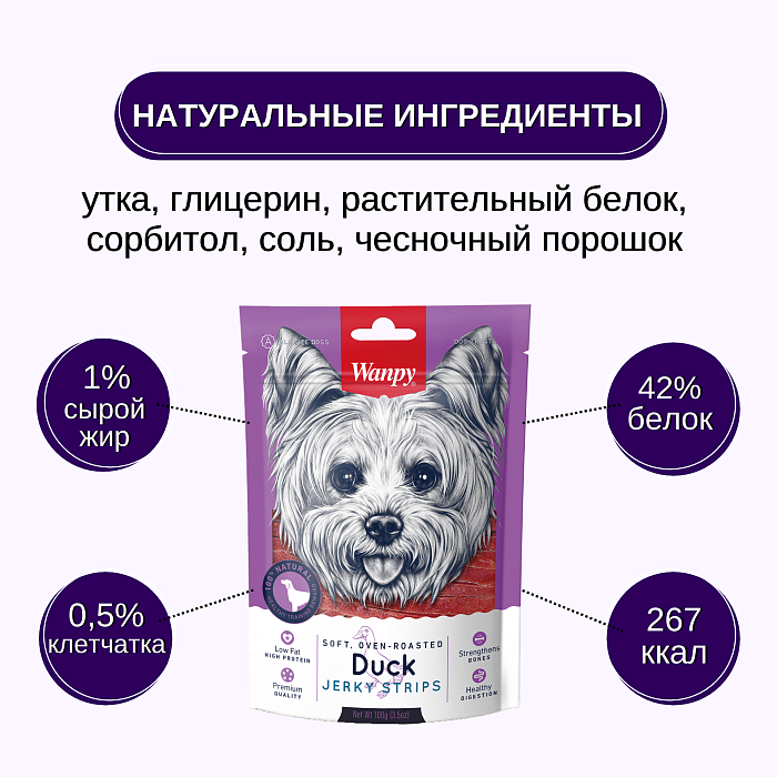 Wanpy Dog утиная соломка 100 г