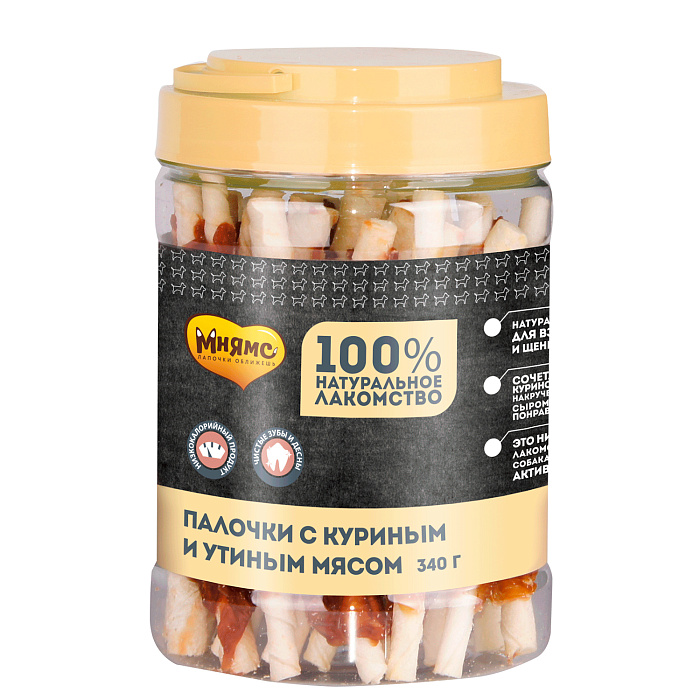 Лакомство Мнямс На каждый день для собак Палочки с куриным и утиным мясом 340 г