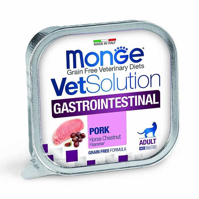 Диетический корм Monge VetSolution Cat Gastrointestinal гастро интестинал для кошек при заболеваниях ЖКТ 100 г