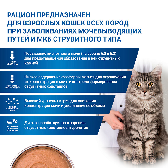 Диетический корм Monge VetSolution Cat Urinary Struvite Уринари Струвит для кошек при заболеваниях мочеполовой системы и струвитном течении МКБ 100г