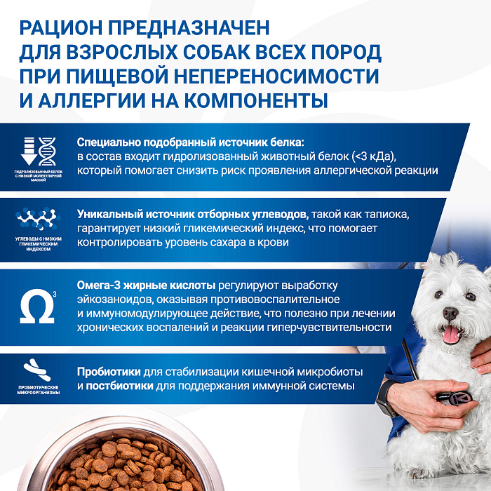 Диетический корм Monge VetSolution Dog An-Hydro ан-гидро для собак при пищевой непереносимости 2 кг