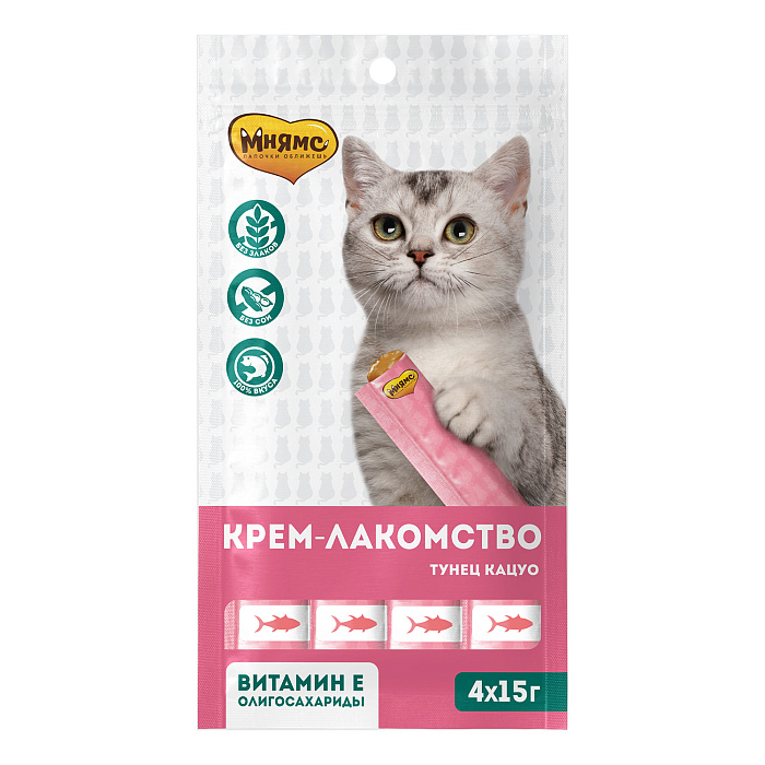 Крем-лакомство Мнямс для кошек с тунцом Кацуо 15 г х 4 шт.