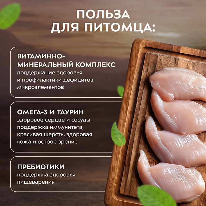 Влажный корм Мнямс Деликатес "Фондан" из мяса курицы с кошачьей мятой для кошек 80 г
