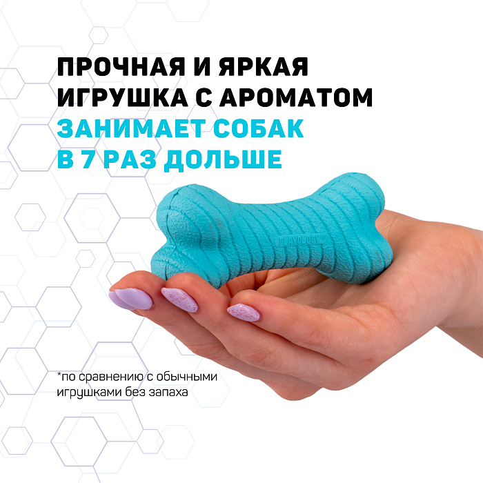Playology двухслойная жевательная косточка DUAL LAYER BONE для собак средних пород с ароматом арахиса, средняя, цвет голубой СКИДКА 50%