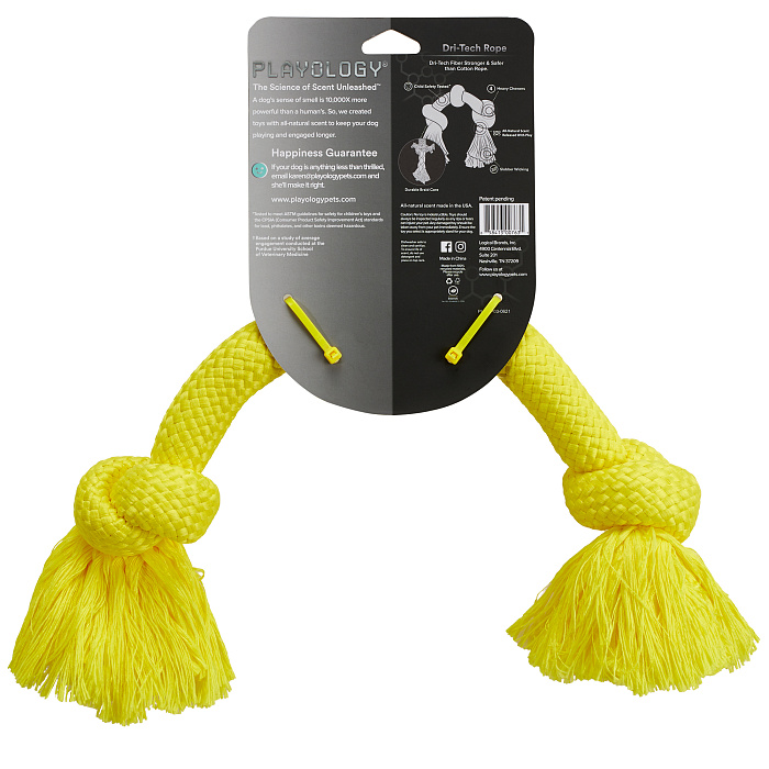 Playology жевательный канат DRI-TECH ROPE для собак средних и крупных пород с ароматом курицы, большой, цвет желтый СКИДКА 50%