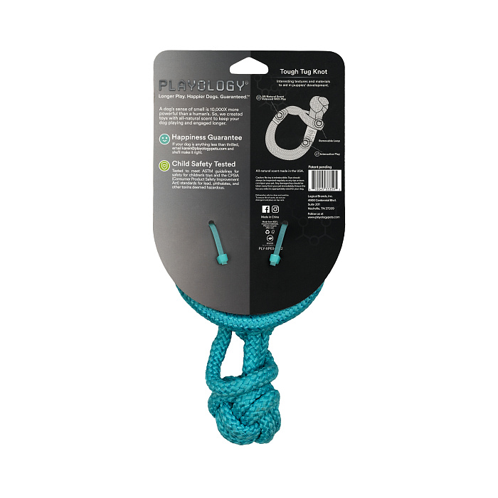 Playology жевательный канат TOUGH TUG KNOT для щенков 4-8 месяцев с ароматом арахиса, цвет голубой СКИДКА 50%