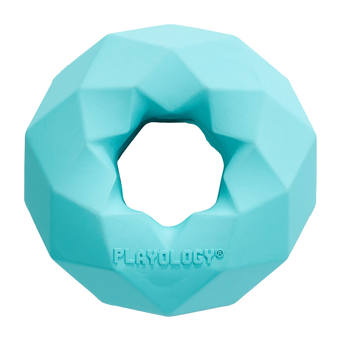 Playology  жевательное кольцо-многогранник CHANNEL CHEW RING для собак средних и крупных пород с ароматом арахиса, цвет голубой СКИДКА 50%