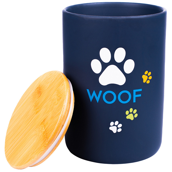 Бокс Mr.Kranch керамический для хранения корма для собак WOOF 1900 мл черный СКИДКА 50%