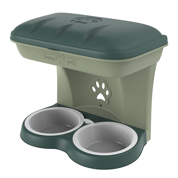 BAMA PET миска для собак настенная двойная MAXI 2200 мл 50х29х52h см, зеленая СКИДКА 50%