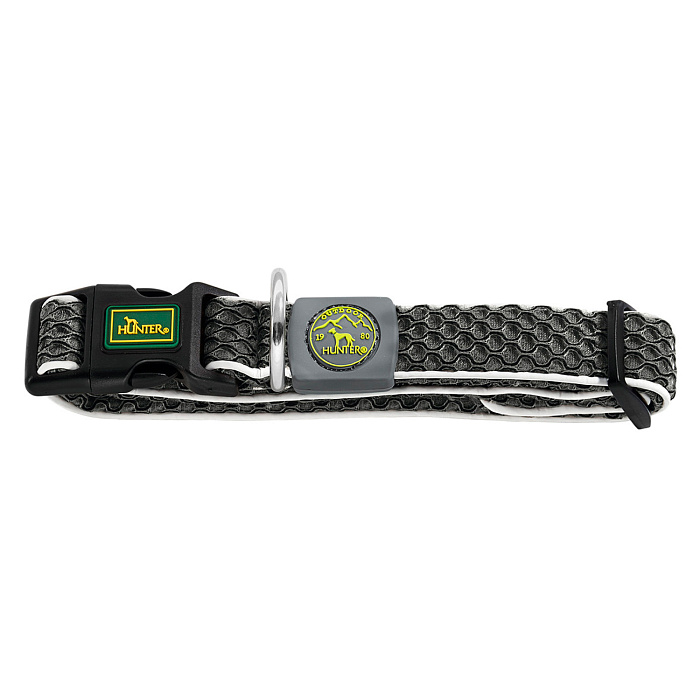 Hunter ошейник для собак Hilo Vario Basic 33-50 см, сетчатый текстиль, антрацит СКИДКА 50%