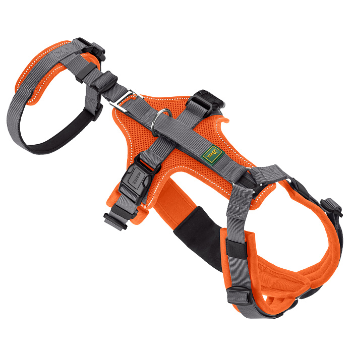 Hunter шлейка для собак Safety Maldon M (50-84 / 53-71 / 2,5 см) с ручкой, нейлон, оранжевый/серый СКИДКА 50%