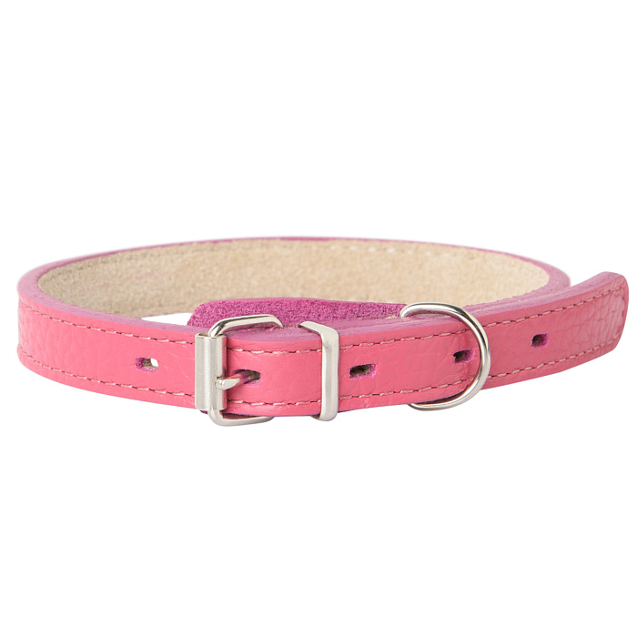 Ошейник Mr.Kranch для собак из натуральной кожи прямой 39-50см розовый СКИДКА 50%