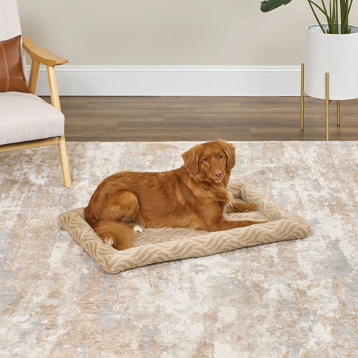 Лежанка MidWest Deluxe Wave Bed для собак и кошек меховая 85,5х56,5х8,5 см, цвет песочный СКИДКА 20%