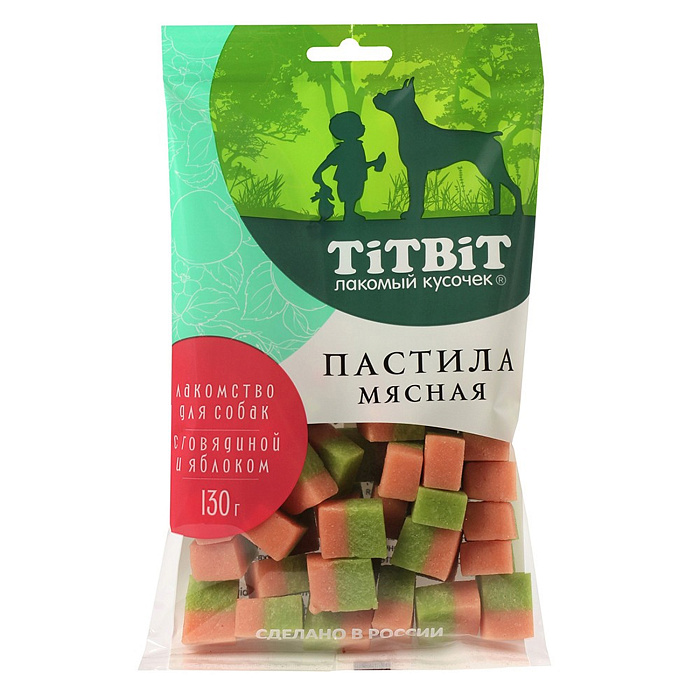 Лакомство TiTBiT Пастила мясная с говядиной и яблоком Лакомство для собак 130 г