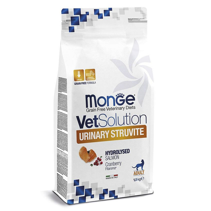 Диетический корм Monge VetSolution Cat Urinary Struvite Уринари Струвит при заболеваниях мочеполовой системы и струвитном течении МКБ 1,5 кг