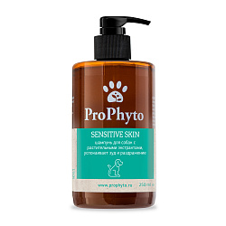Жидкий шампунь ProPhyto SENSITIVE SKIN SHAMPOO для собак с растительными экстрактами против зуда и раздражения, 250 мл