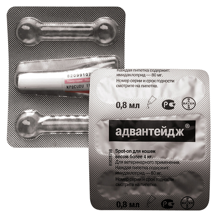 Bayer Адвантейдж 80 К для кошек больше 4 кг от блох (1 пипетки х 0,8 мл) СКИДКА 15%