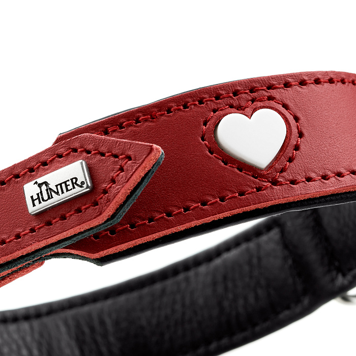 Hunter ошейник для собак Love XS-S (30-34 см) натуральная кожа красный/белый СКИДКА 50%
