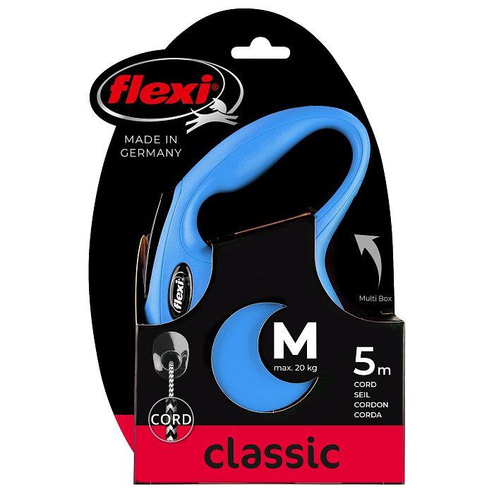 flexi рулетка New Classic M (до 20 кг) 5 м трос синяя