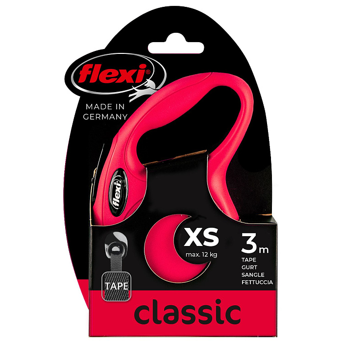flexi рулетка New Classic XS (до 12 кг) 3 м лента красная