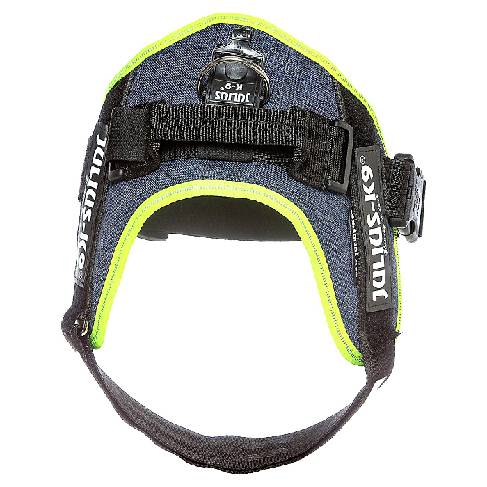 JULIUS-K9 шлейка для собак IDC®-Powerharness 0 (58-76см/ 14-25кг), джинса-зеленый неон СКИДКА 40%