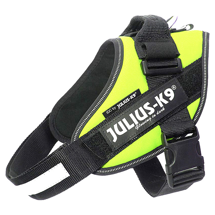 JULIUS-K9 шлейка для собак IDC®-Powerharness 1 (63-85см/ 23-30кг), зеленый неон СКИДКА 50%