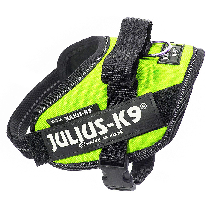 JULIUS-K9 шлейка для собак IDC®-Powerharness Mini-Mini (40-53см/ 4-7кг), зеленый неон СКИДКА 50%