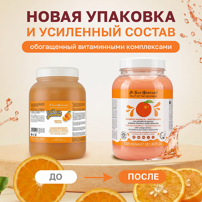 ISB Fruit of the Groomer Orange шампунь для слабой выпадающей шерсти с протеинами овса 3000 мл