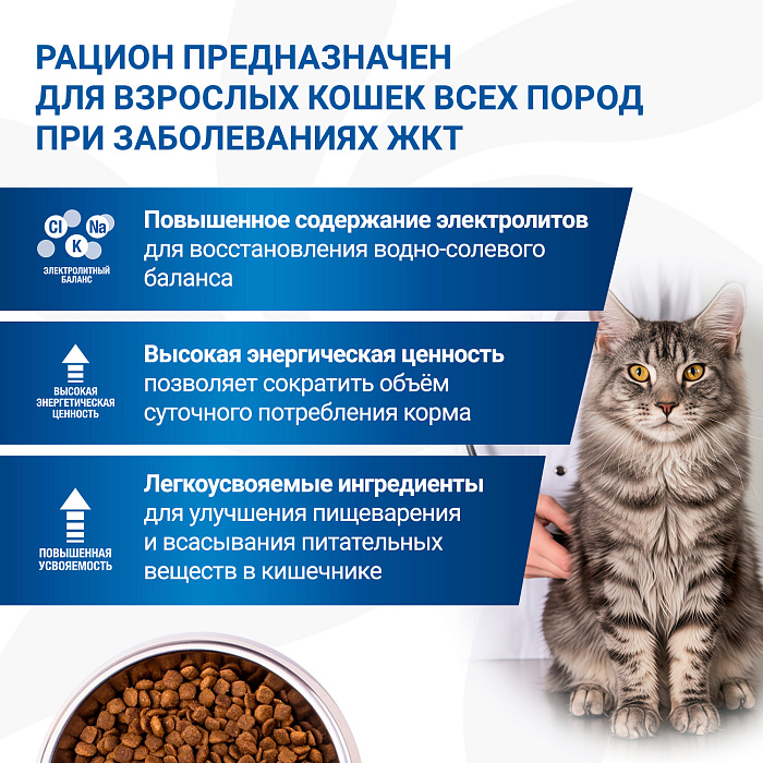 Диетический корм Monge VetSolution Cat Gastrointestinal гастро интестинал для кошек при заболеваниях ЖКТ 1,5 кг
