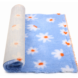 Коврик меховой ProFleece Ромашки 1х1,6м голубой/белый/оранжевый