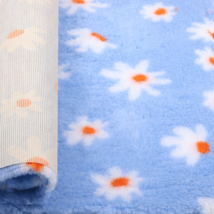 Коврик меховой ProFleece Ромашки 1х1,6м голубой/белый/оранжевый