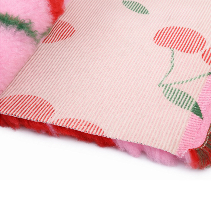 Коврик меховой ProFleece Вишенки 1х1,6м розовый/красный/зелёный