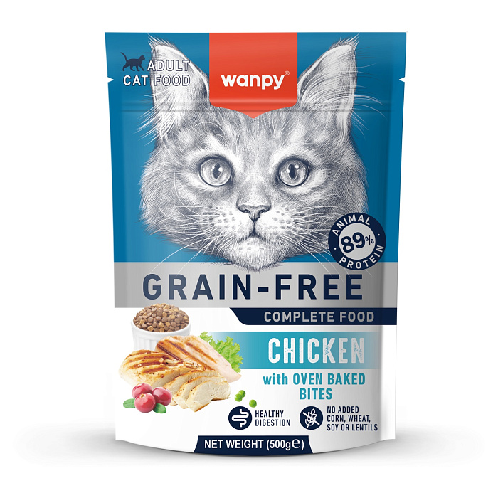Сухой корм Wanpy Cat беззерновой с курицей для взрослых кошек 500 г
