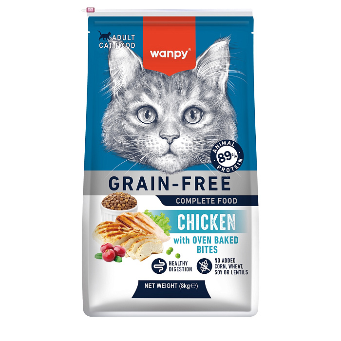 Сухой корм Wanpy Cat беззерновой с курицей для взрослых кошек 8 кг