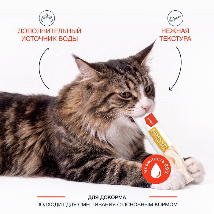 Wanpy Cat Лакомство для кошек «нежное пюре» из курицы с тыквой и кейлом 70 г