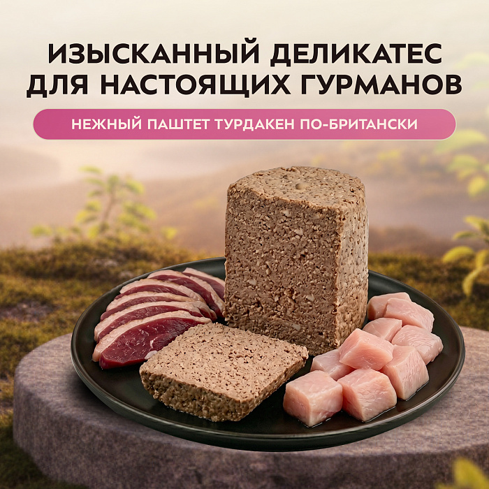 Влажный корм Мнямс Деликатес Паштет из индейки с уткой для собак всех пород "Турдакен по-британски" 400 г