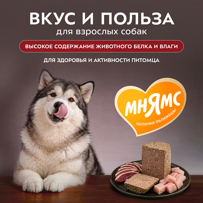 Влажный корм Мнямс Деликатес Паштет из индейки с уткой для собак всех пород "Турдакен по-британски" 400 г