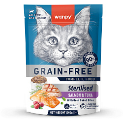 Сухой корм Wanpy Cat беззерновой с лососем и тунцом для стерилизованных кошек 500 г
