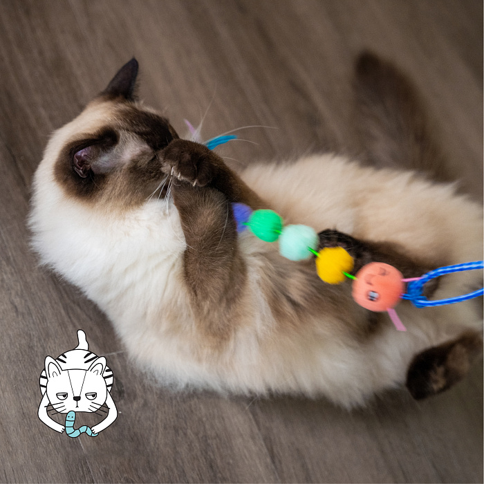 Игрушка Catstages для кошек "Гусеничка" дразнилка со сменной насадкой, с кошачьей мятой