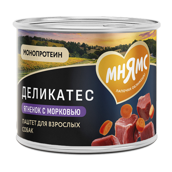 Влажный корм Мнямс Деликатес Паштет из ягненка с морковью для собак всех пород "Клефтико по-афински" 200 г